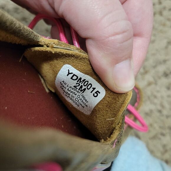 Twisted X Kid's Brown and Pink Breast Cancer Awareness Leather Moccasins Size 2 - Picture 6 of 6